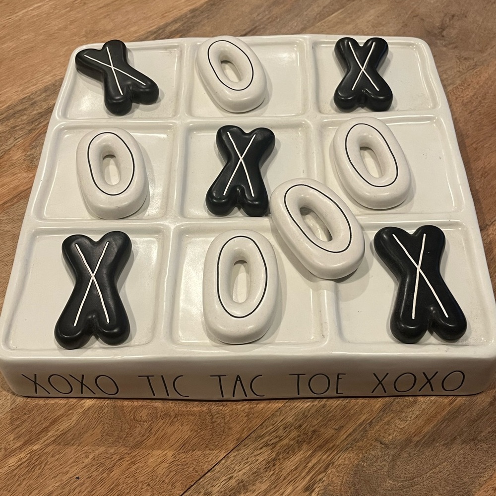 Rae Dunn Black and White Tic Tac Toe Set